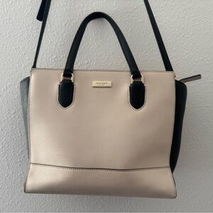 Kate Spade Medium Leather Crossbody Shoulder Bag Beige And Black